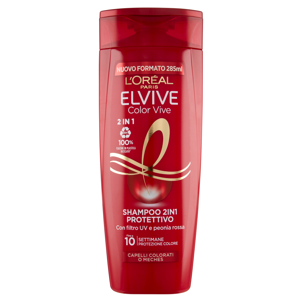 L'Or&eacute;al Paris Shampoo 2in1 Elvive Color Vive, Per Capelli Colorati, 285 ml