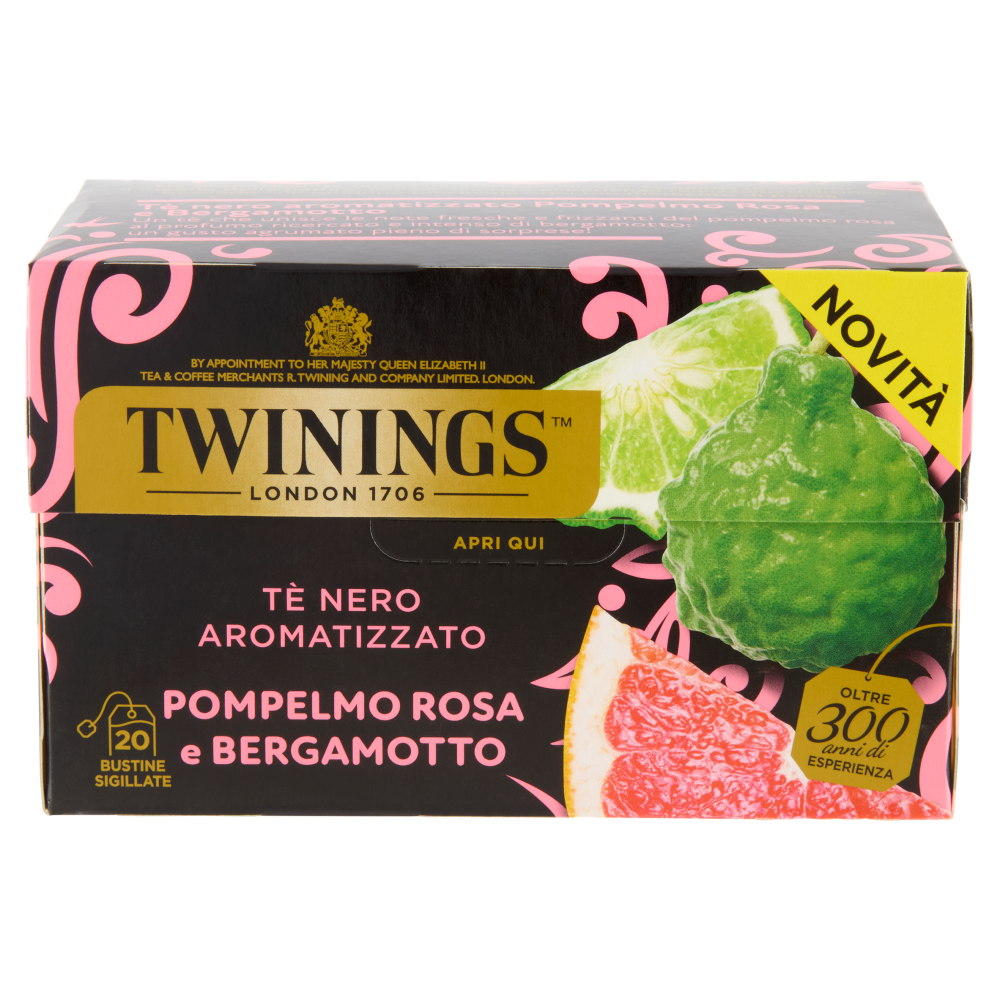Twinings Pompelmo Rosa e Bergamotto T&egrave; Nero aromatizzato 20 filtri The 40 g