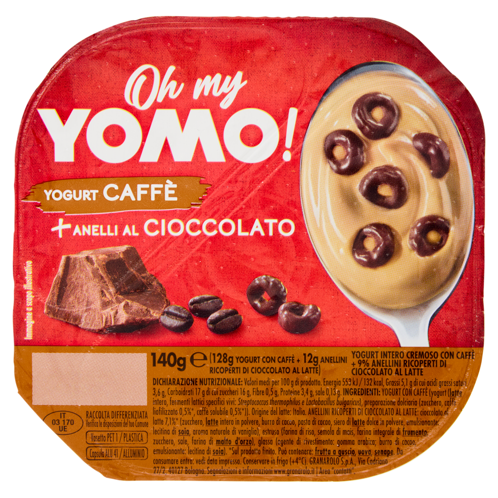 Oh my Yomo! Yogurt Caff&egrave; + Anelli al Cioccolato 140 g