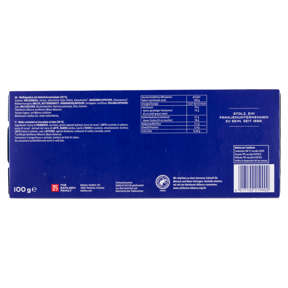 Bahlsen Waffeletten Vollmilch 100 g