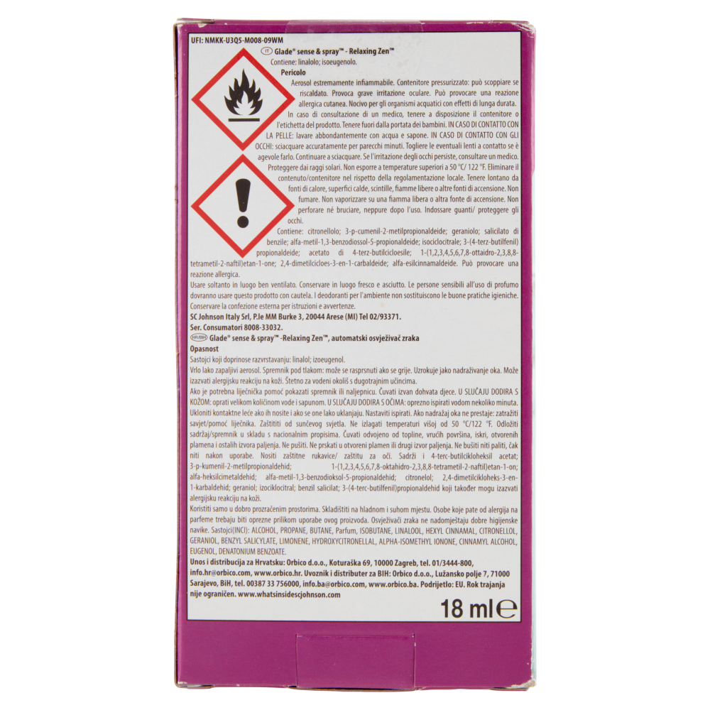 Glade Sense&Spray, Profumatore per Ambienti, Fragranza Relaxing Zen 18ml