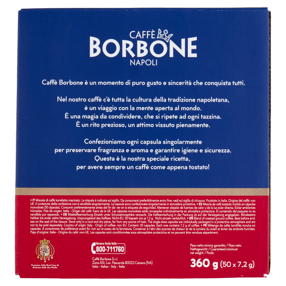 Caffè Borbone Miscela Nobile Capsule Compatibili Lavazza* A Modo Mio* ad uso domestico 50 x 7,2 g