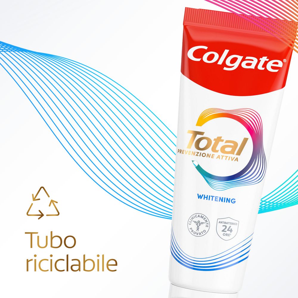 Colgate dentifricio sbiancante Total Whitening 24h di protezione attiva 75 ml