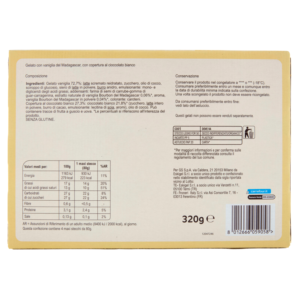 Carrefour Extra Maxi Stecco bianco 4 x 320 g