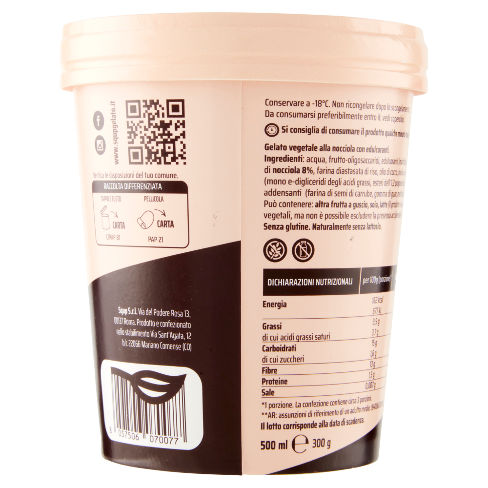 Squp Gelato 100% Vegetale Nocciola 300 g