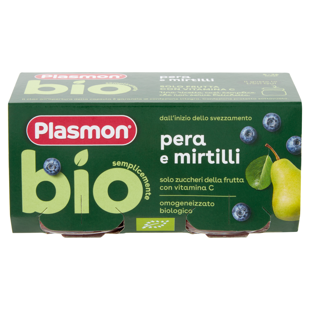 Plasmon semplicemente bio pera e mirtilli 2 x 80 g