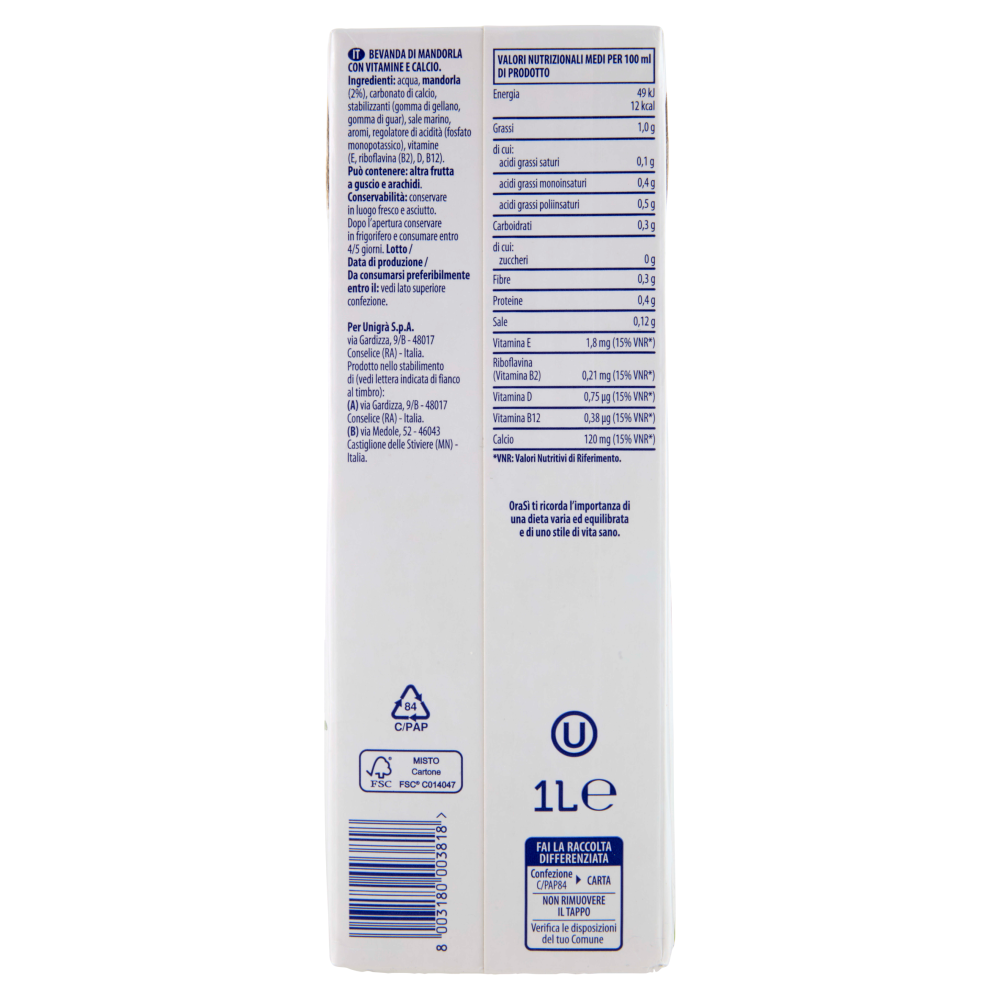 OraSì Mandorla Zero Zuccheri 1 L