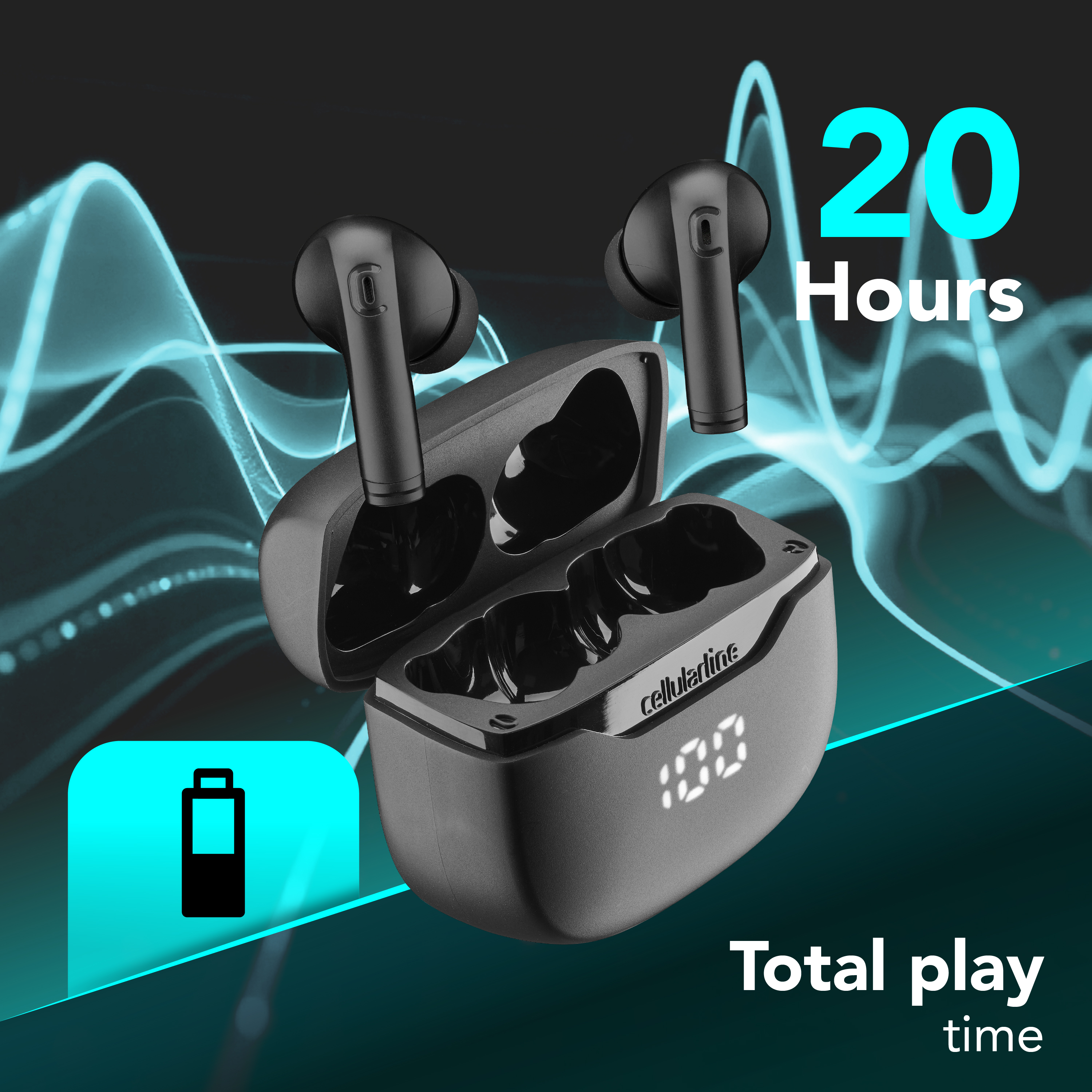Cellularline Key Auricolari TWS Bluetooth custodia di ricarica e display led