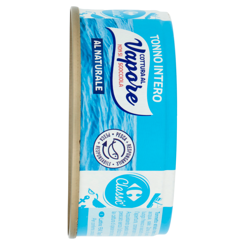 Carrefour Classic Tonno Intero Cottura al Vapore al Naturale 130 g