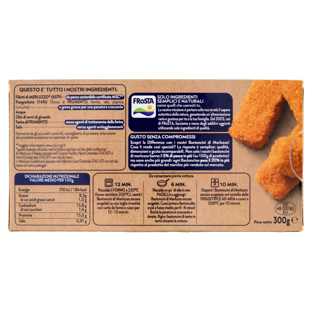 FRoSTA 10 Bastoncini di Filetti di Merluzzo 300 g