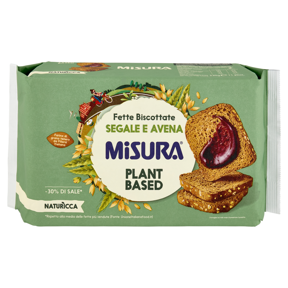 Misura Natur&igrave;cca Fette Biscottate Segale e Avena Plant Based 320 g