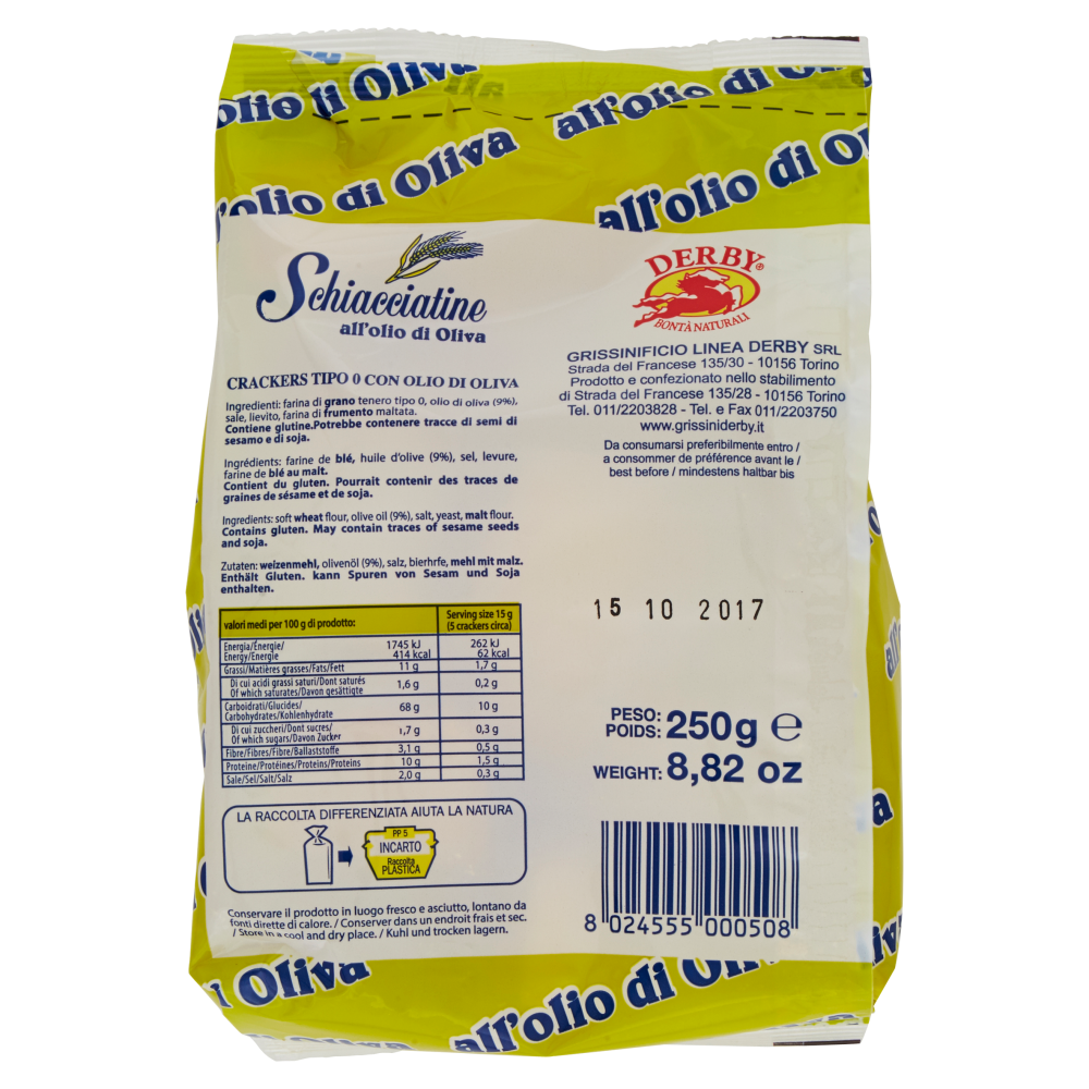 Derby Schiacciatine all'olio di Oliva 250 g