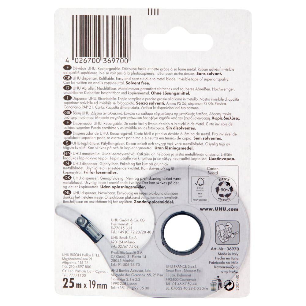 UHU rollafix Nastro Invisible 25 m x 19 mm