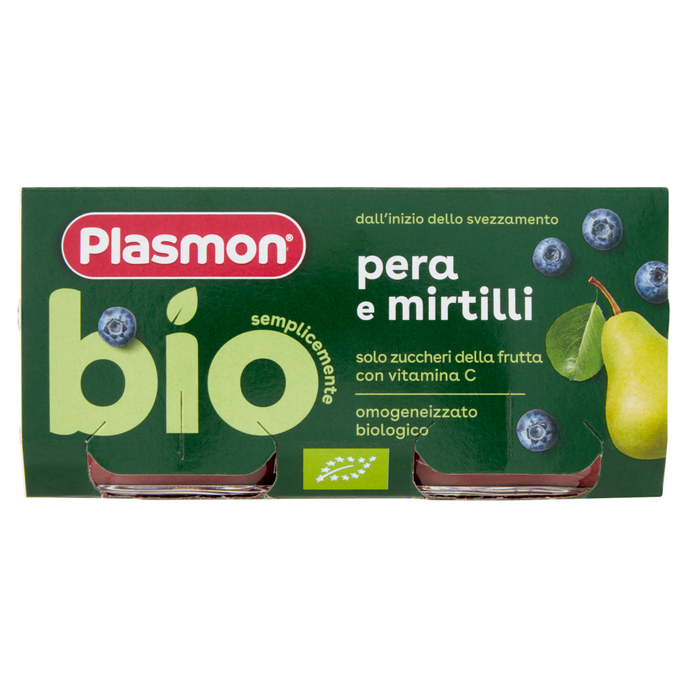 Plasmon semplicemente bio pera e mirtilli 2 x 80 g