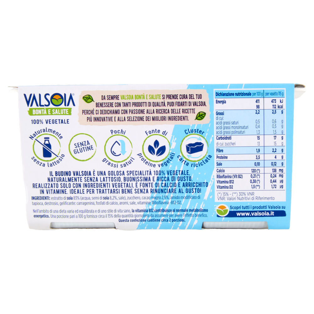 Valsoia Bontà e Salute il Budino Cacao 2 x 115 g