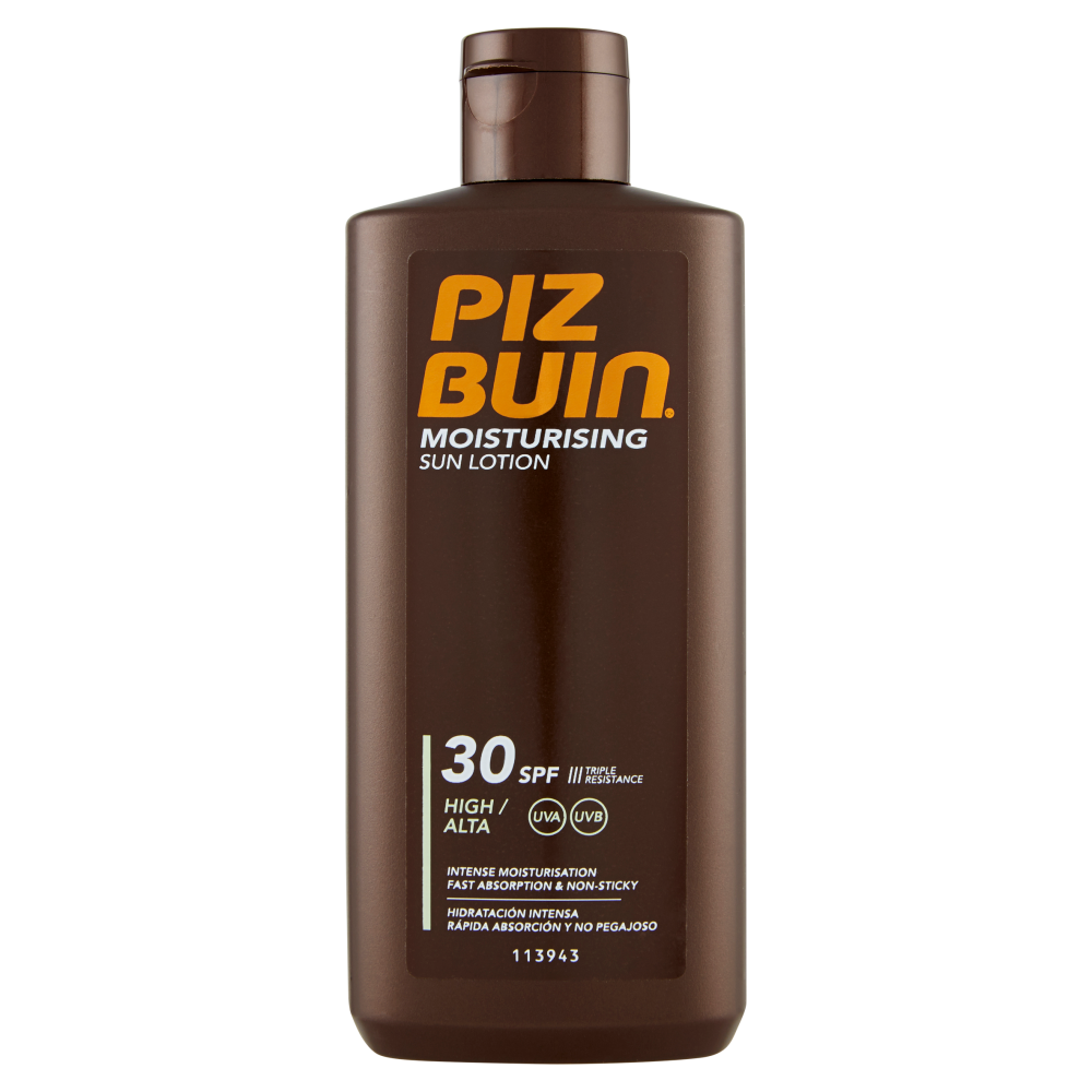 Piz Buin Lozione Solare Idratante, 30 SPF, Protezione Alta, 200ml