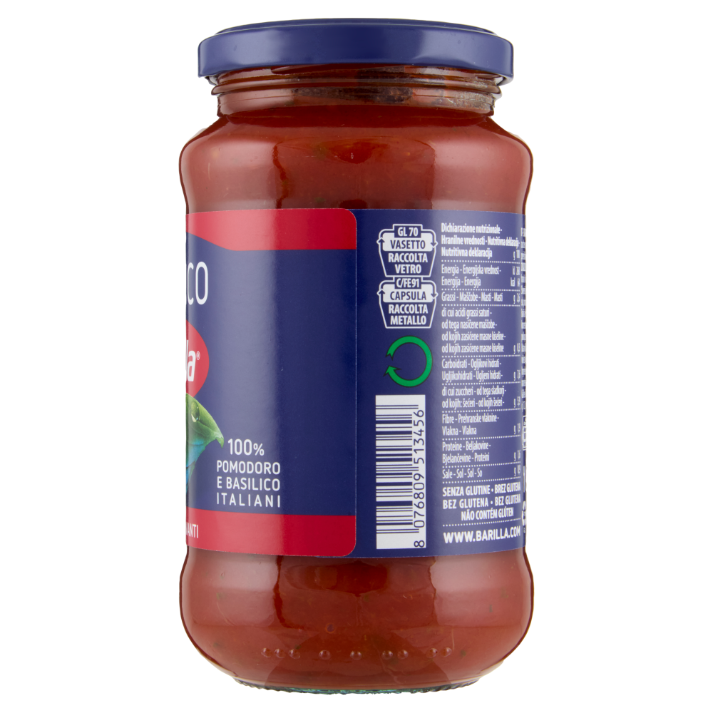 Barilla Sugo Basilico 100% Pomodoro e Basilico Italiani Condimento per Pasta 400g