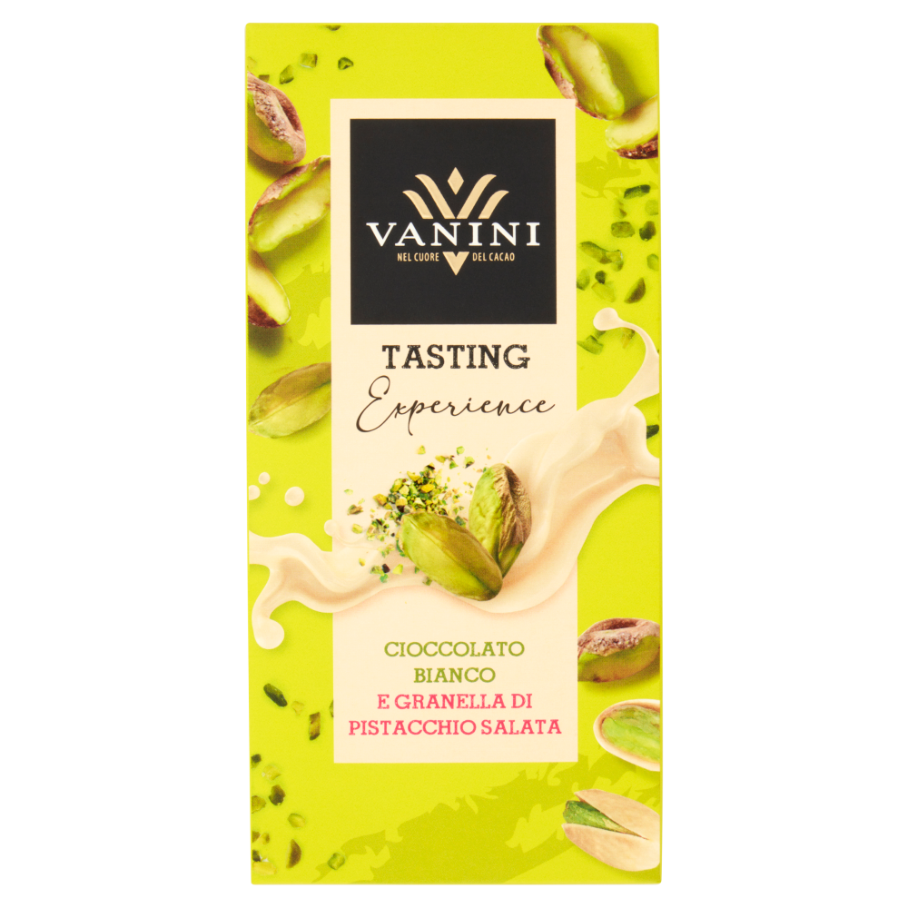 Vanini Tasting Experience Cioccolato Bianco e Granella di Pistacchio Salata 75 g