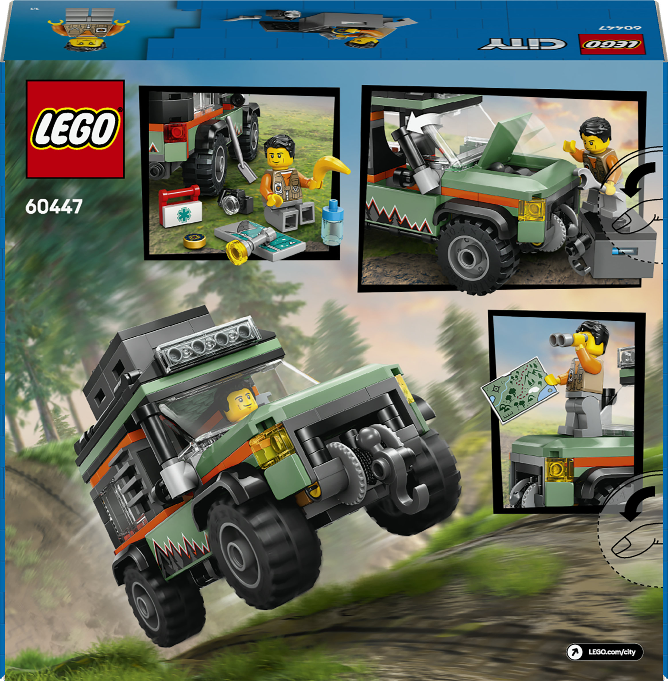 LEGO City 60447 Fuoristrada di Montagna 4x4 - Jeep Giocattolo da Costruire, Giochi per Bambini6+ con 1 Minifigure e Accessori