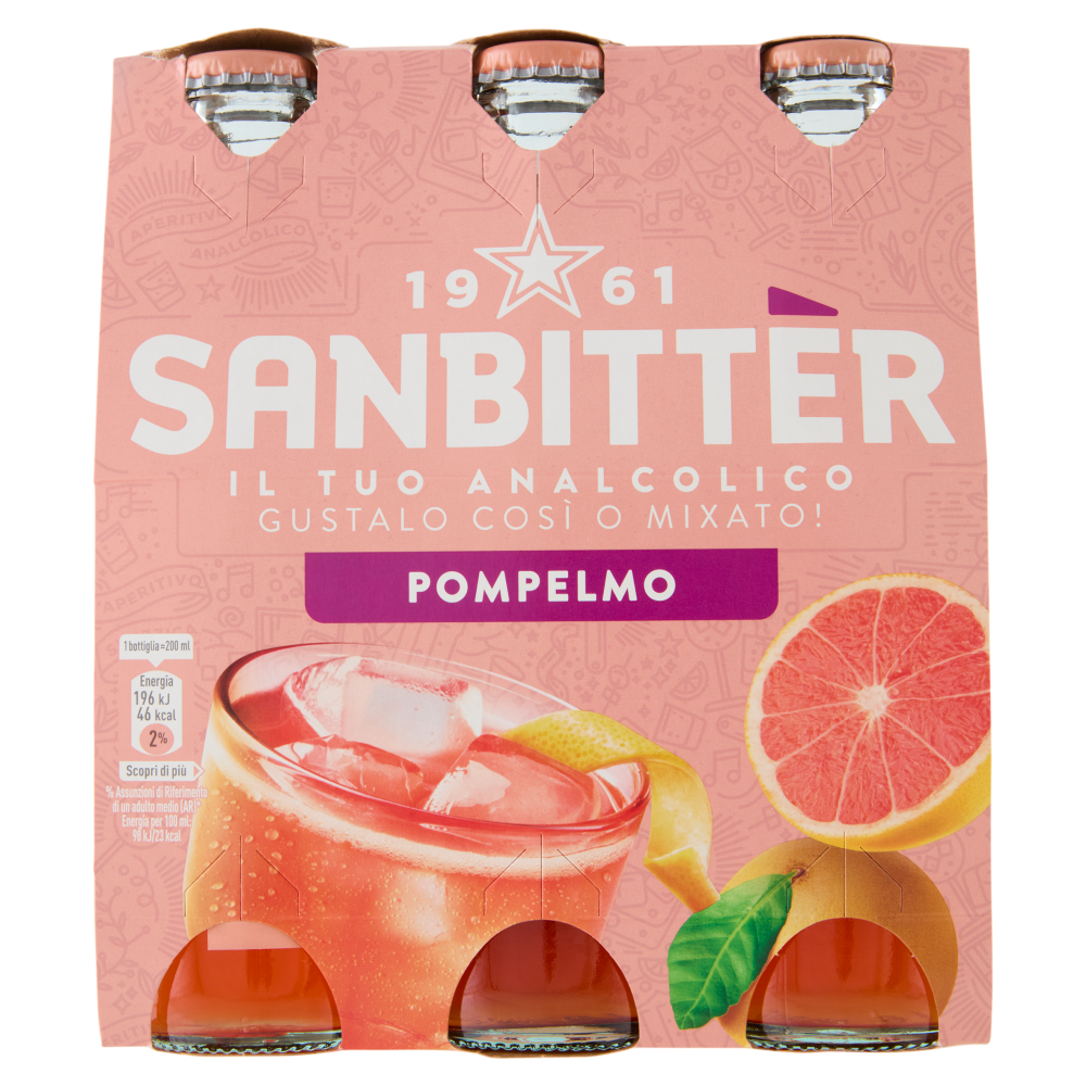 SANBITT&Egrave;R Pompelmo, Aperitivo Analcolico - 3 x 20cl