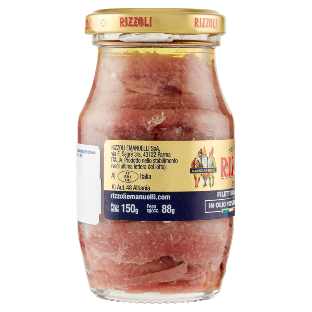 Rizzoli Filetti di Alici in Olio 100% Italiano 150 g