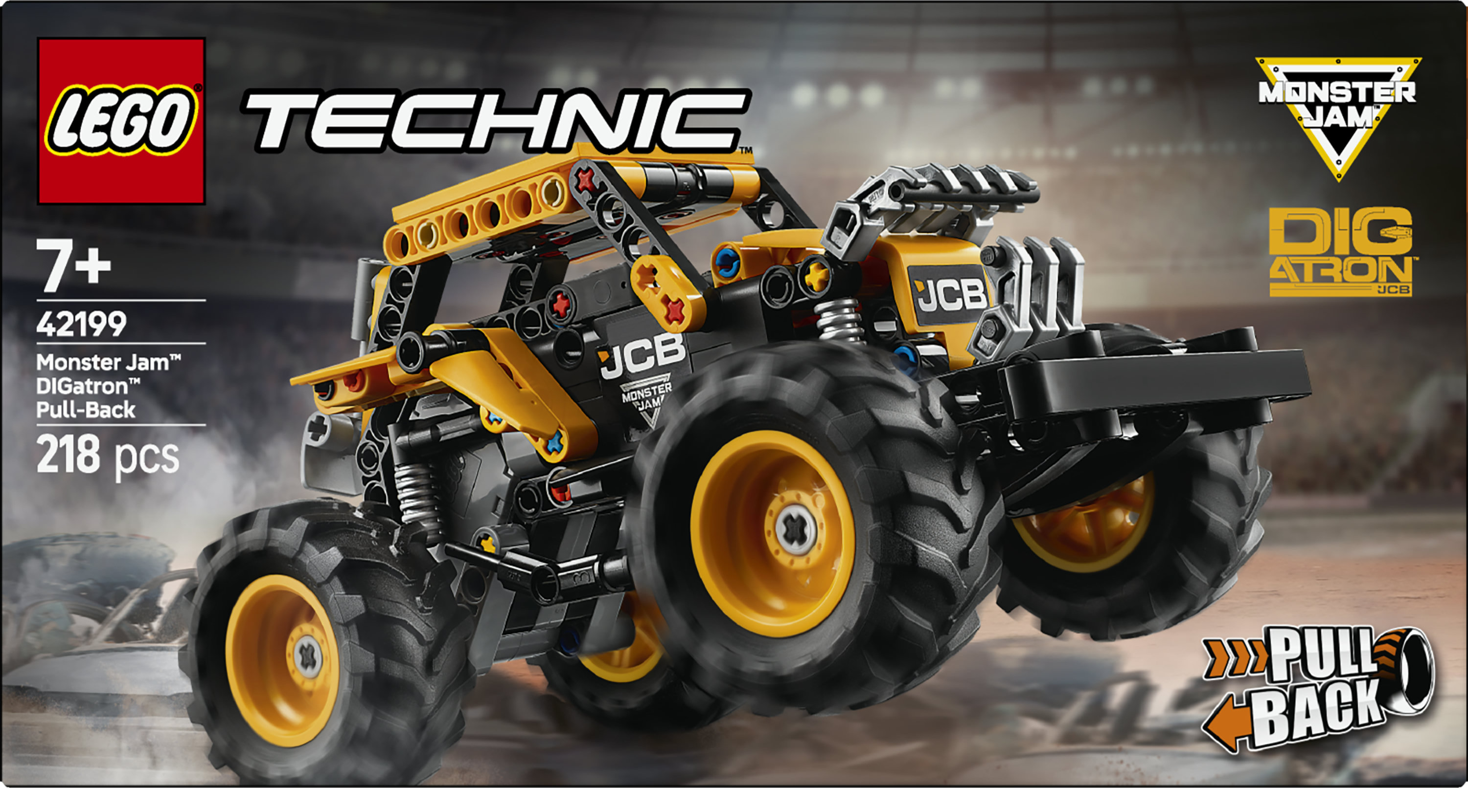 LEGO Technic 42199 Pull-Back Monster Jam DIGatron, Monster Truck Giocattolo da Costruire, Giochi Bambini 7+, Regalo Fan Veicoli