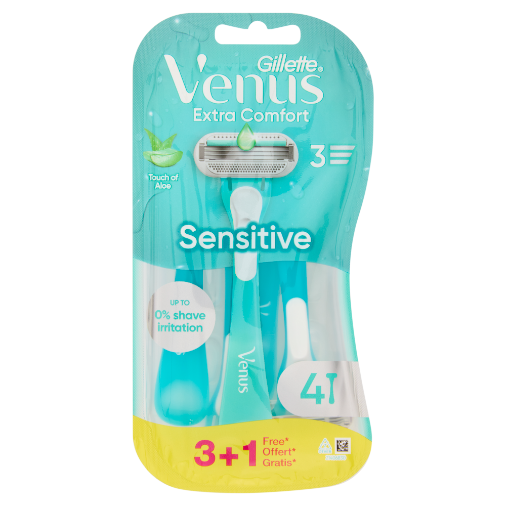 Gillette Venus Extra Comfort Sensitive Rasoio Donna Usa e Getta 3 Lame 3 Rasoi + 1 Gratis = 4 Rasoi