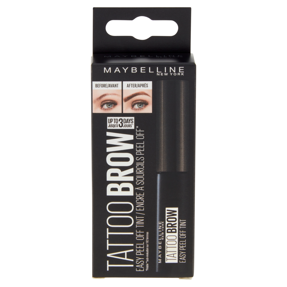 Maybelline New York Tinta Sopracciglia Tattoo Brow Peel-Off, Dura fino a 3 Giorni, Black Brown
