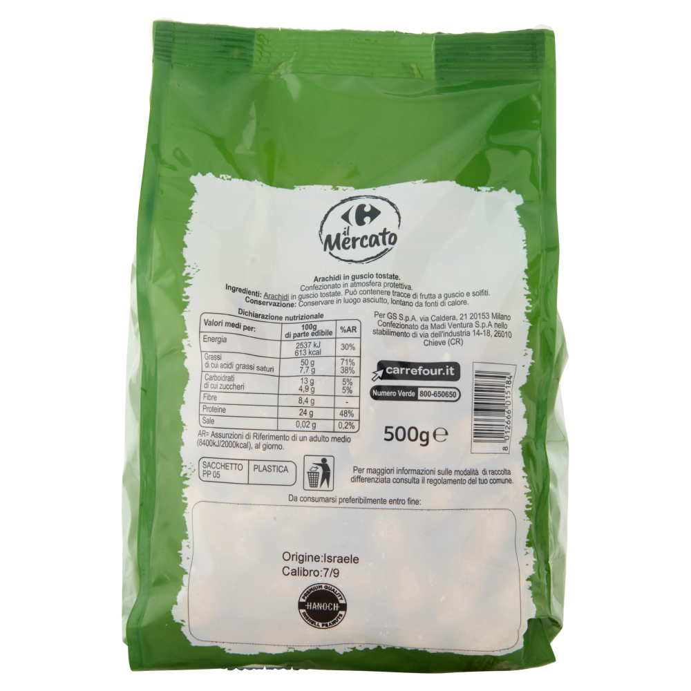 Carrefour il Mercato Arachidi in guscio tostate 500 g