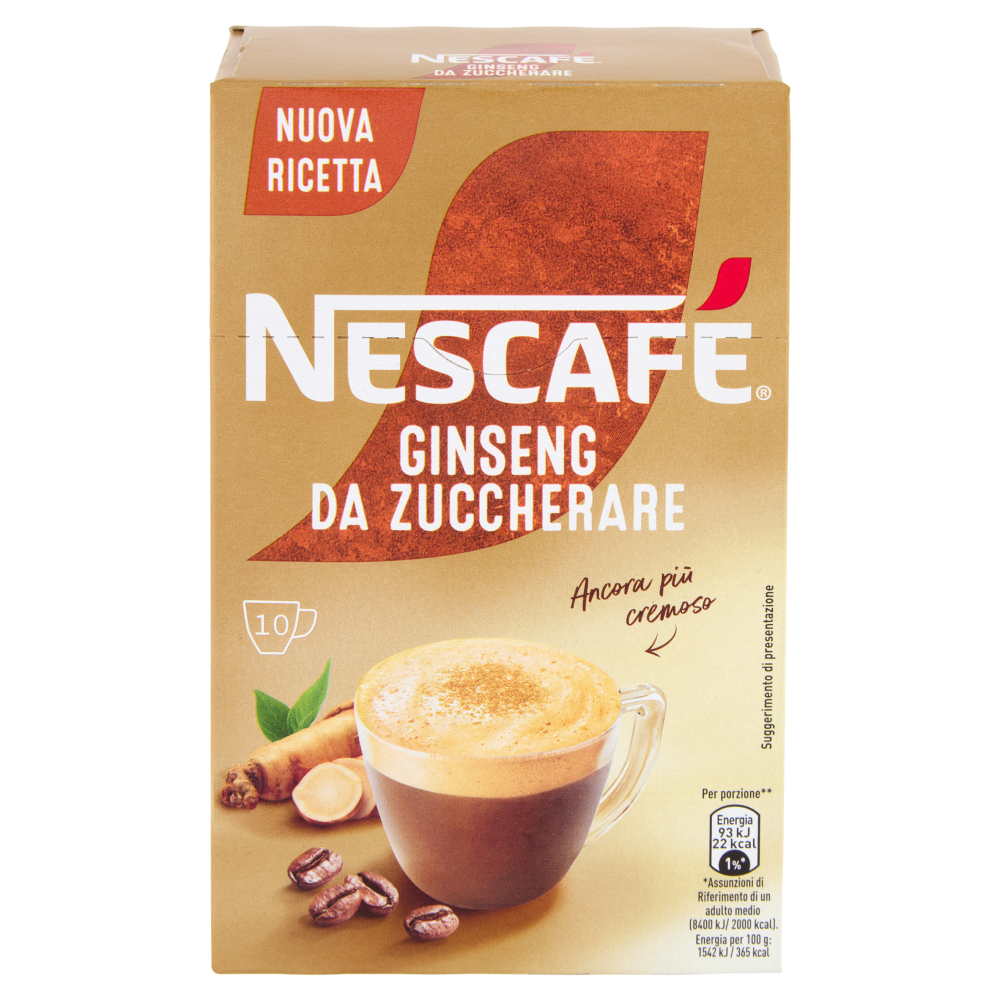 NESCAFÉ Ginseng da Zuccherare Caffè Solubile con Ginseng 10 Bustine 60g