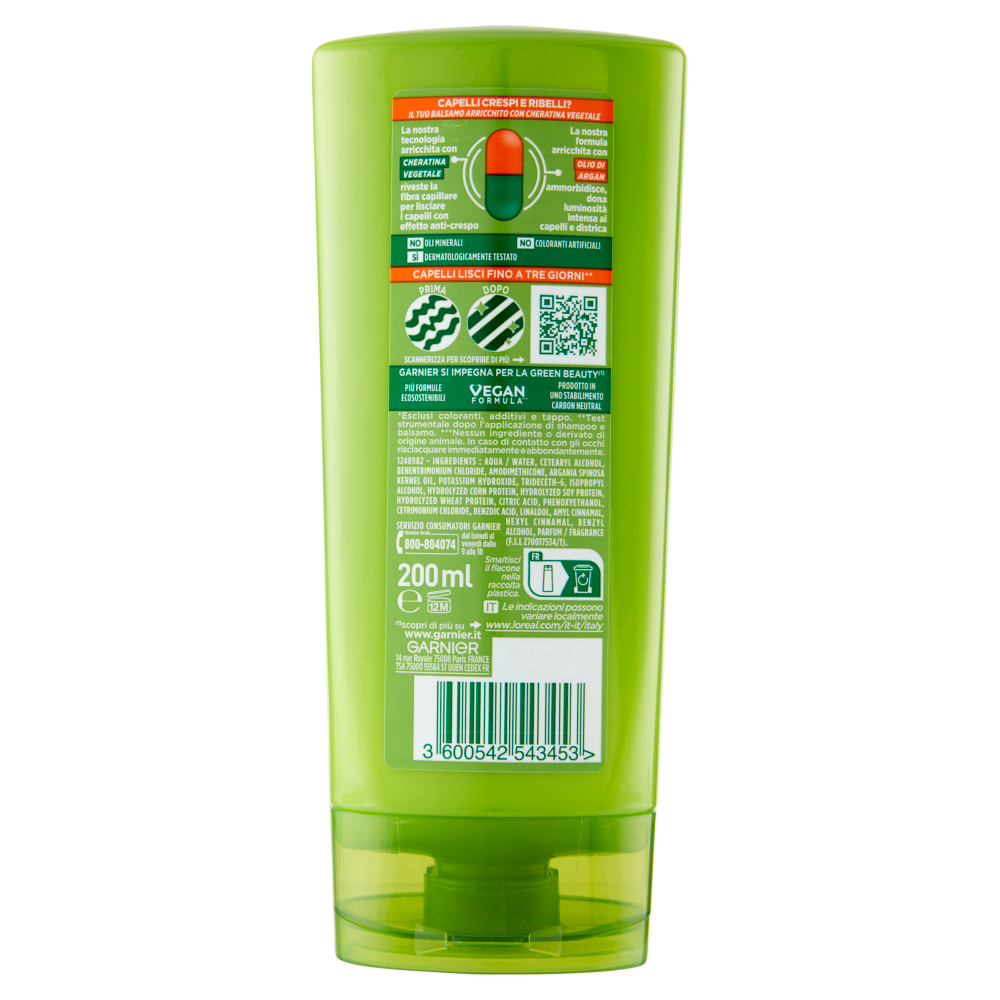 Garnier Fructis Balsamo Hydra Liss & Shine, balsamo lisciante 200 ml