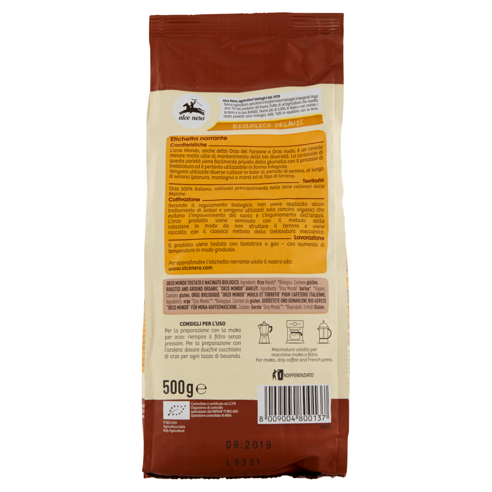 alce nero Orzo Moka 500 g