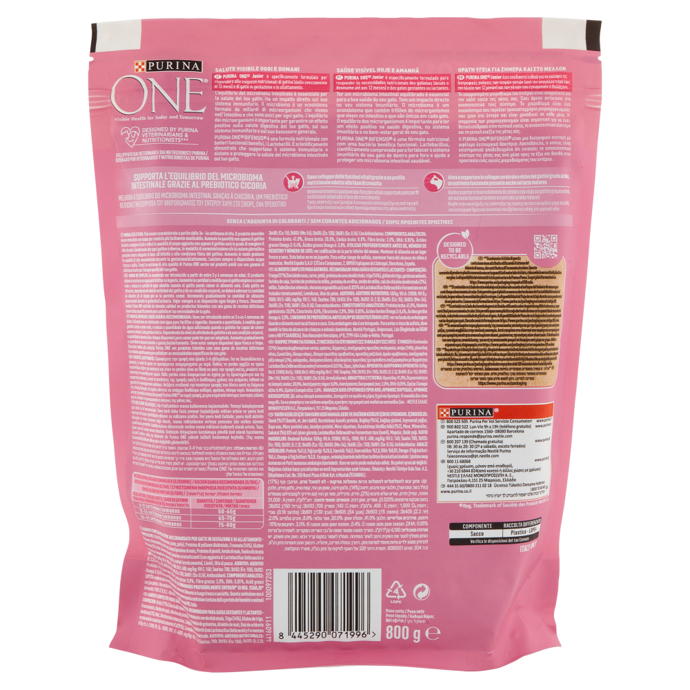 PURINA ONE Junior 1-12 Mesi Ricco in Pollo 800 g