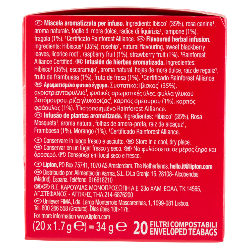 Lipton Frutti Rossi Infuso 20 x 1,7 g