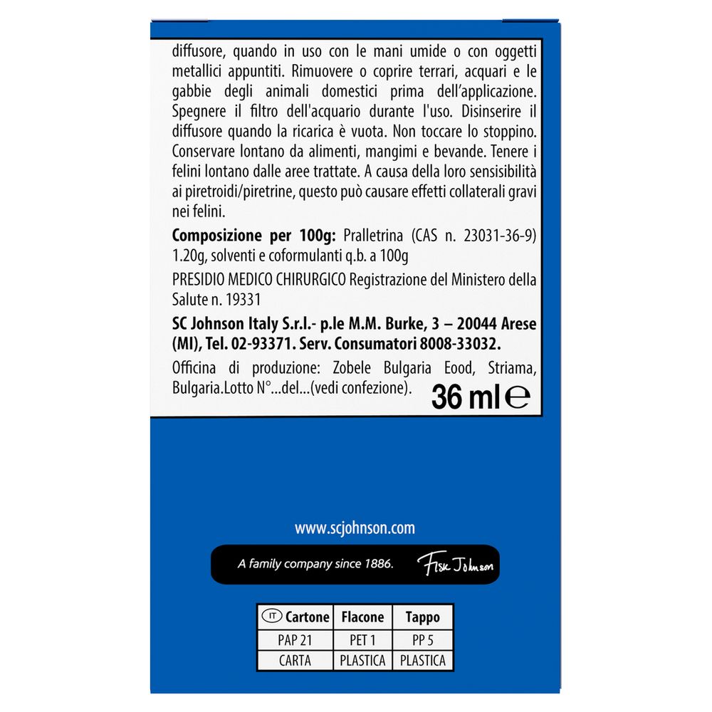 Raid Liquido Elettrico Ricarica, Antizanzare Elettrico contro Zanzare Tigre e Comuni 60 Notti, 36 ml