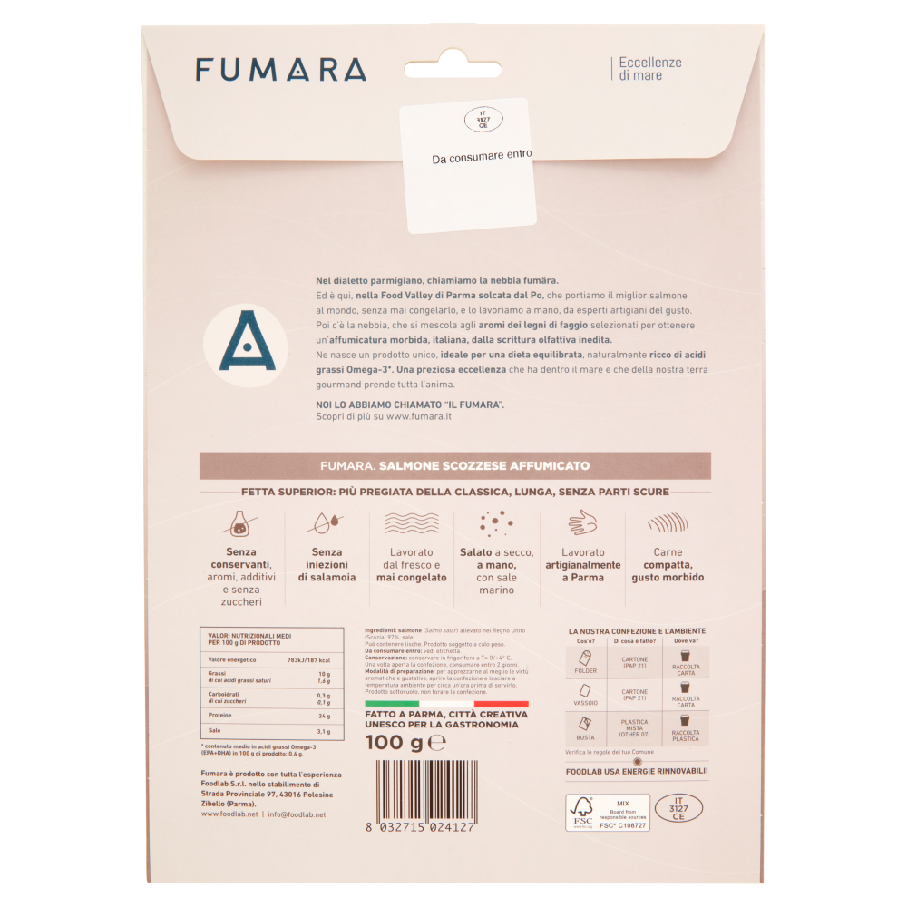 Fumara Salmone Scozzese Affumicato Fetta superior 100 g