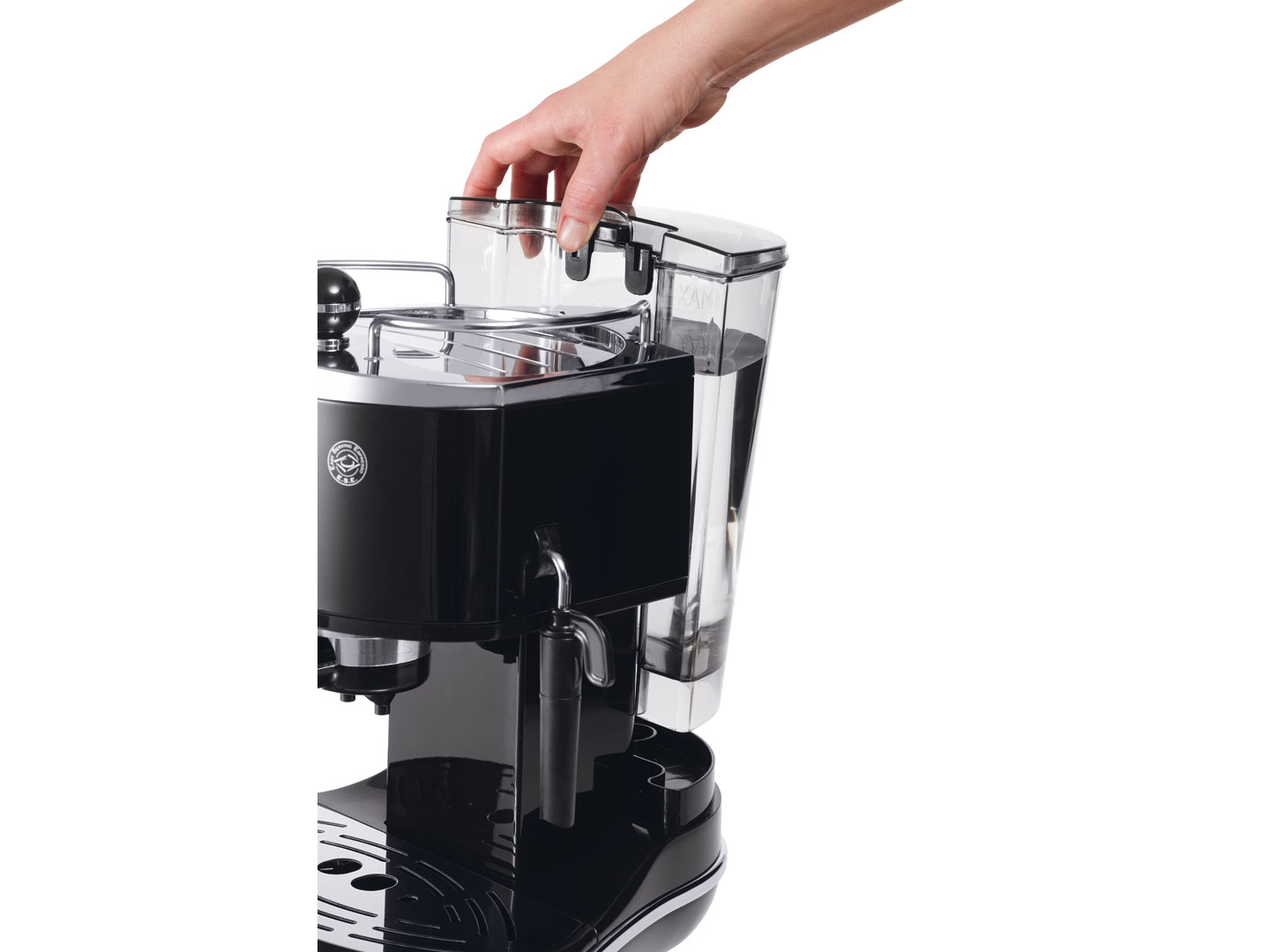De&rsquo;Longhi ICONA ECO311.BK Macchina da Caff&egrave; Manuale Espresso e Cappuccino, Compatibile con Polvere o Cialde E.S.E., Spegnimento Automatico, Serbatoio Estraibile da 1.4L, Potenza 1100W, Nero