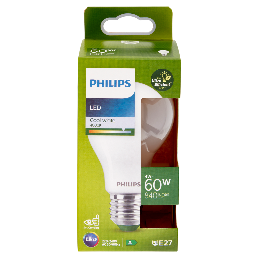 Philips Led Goccia Vetro Smerigliato 60W E27 4000K 
