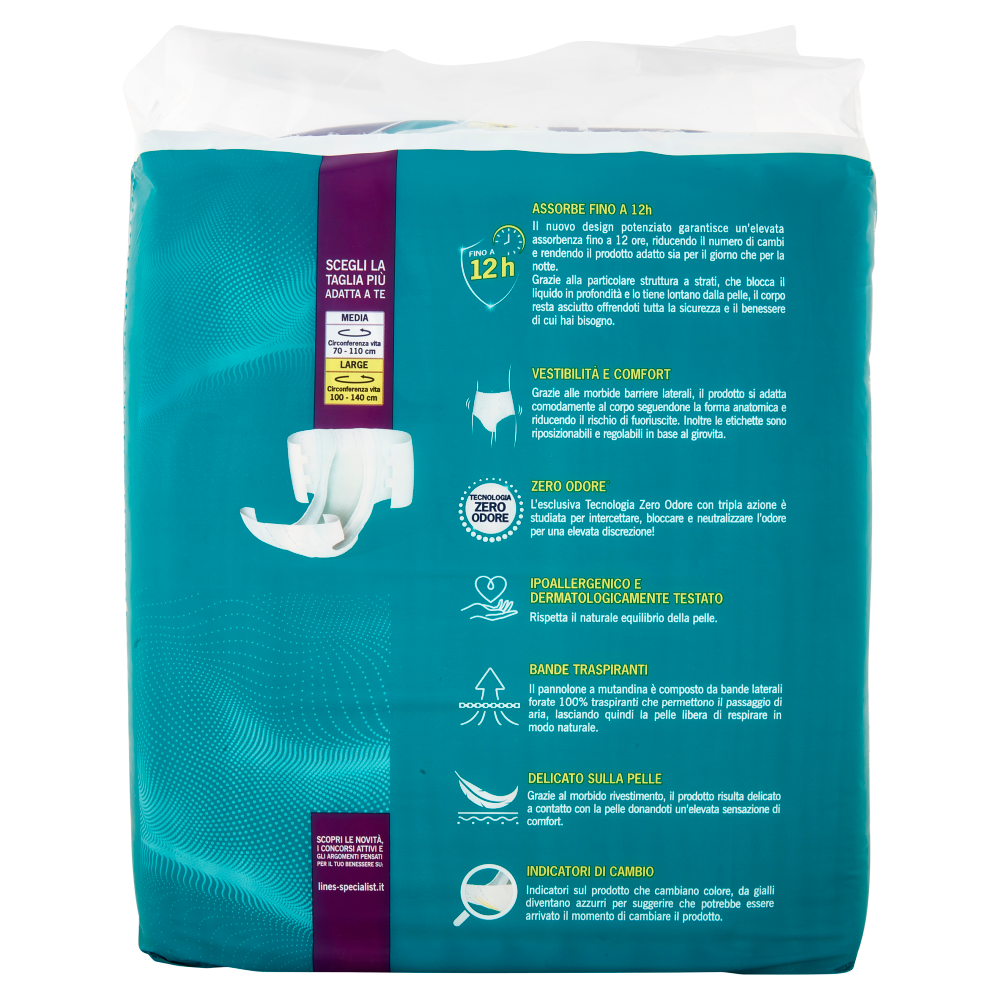 Lines Specialist Alta Protezione Pannoloni a Mutandina Unisex Tg. L Maxi Plus 12 pz