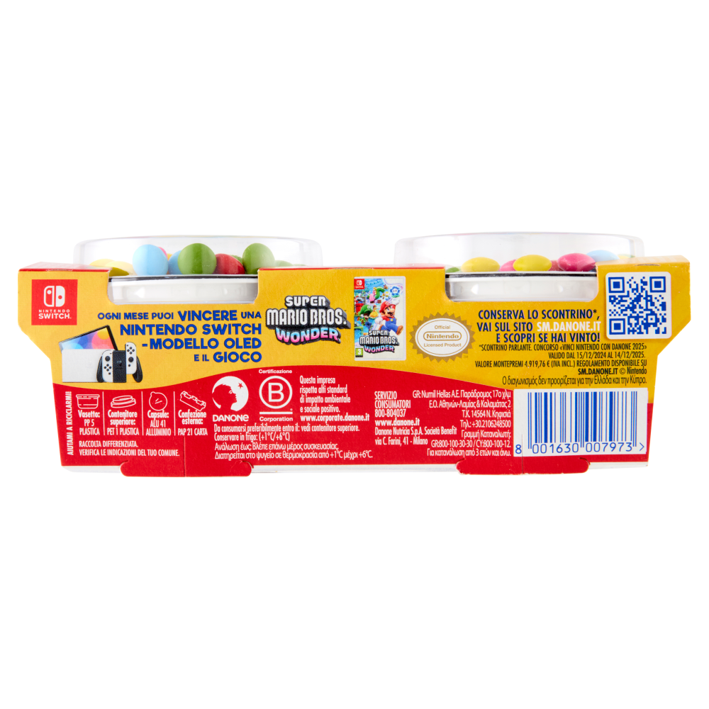 DANONE Super Mario, Yogurt gusto Fragola con Confettini, 2x110g