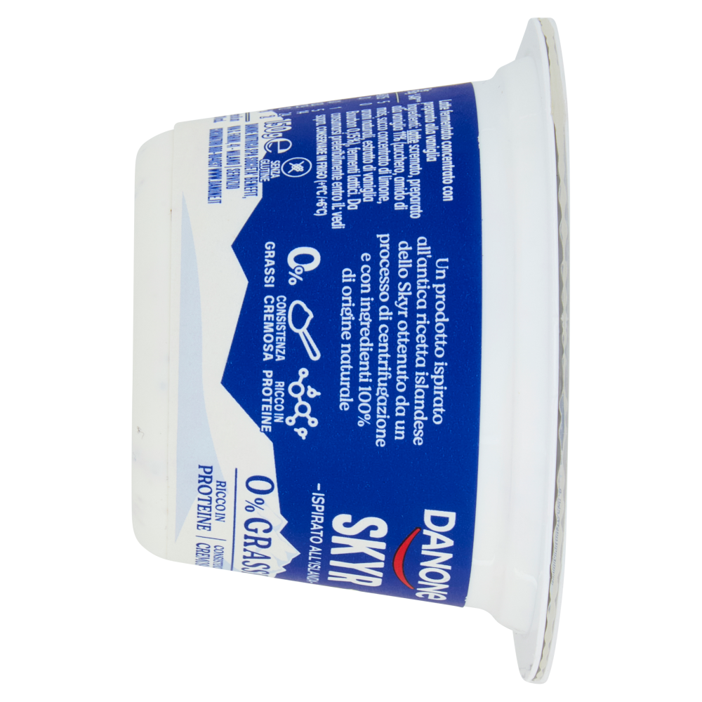 DANONE Skyr, Yogurt ispirato all'Islanda, 0% grassi, Cremoso, Ricco in Proteine, Vaniglia, 150g