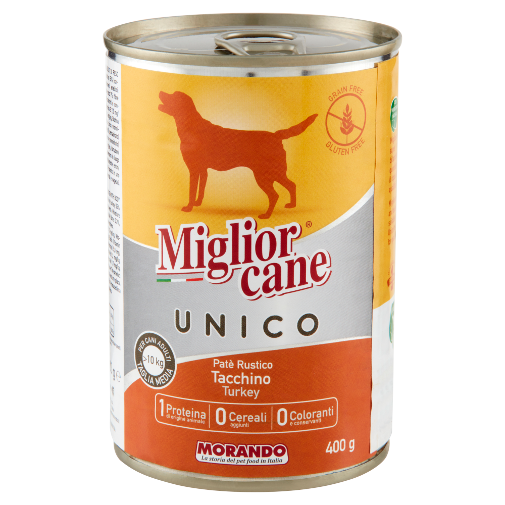 Migliorcane Unico Pat&egrave; Rustico Tacchino per Cani Adulti >10 kg Taglia Media 400 g