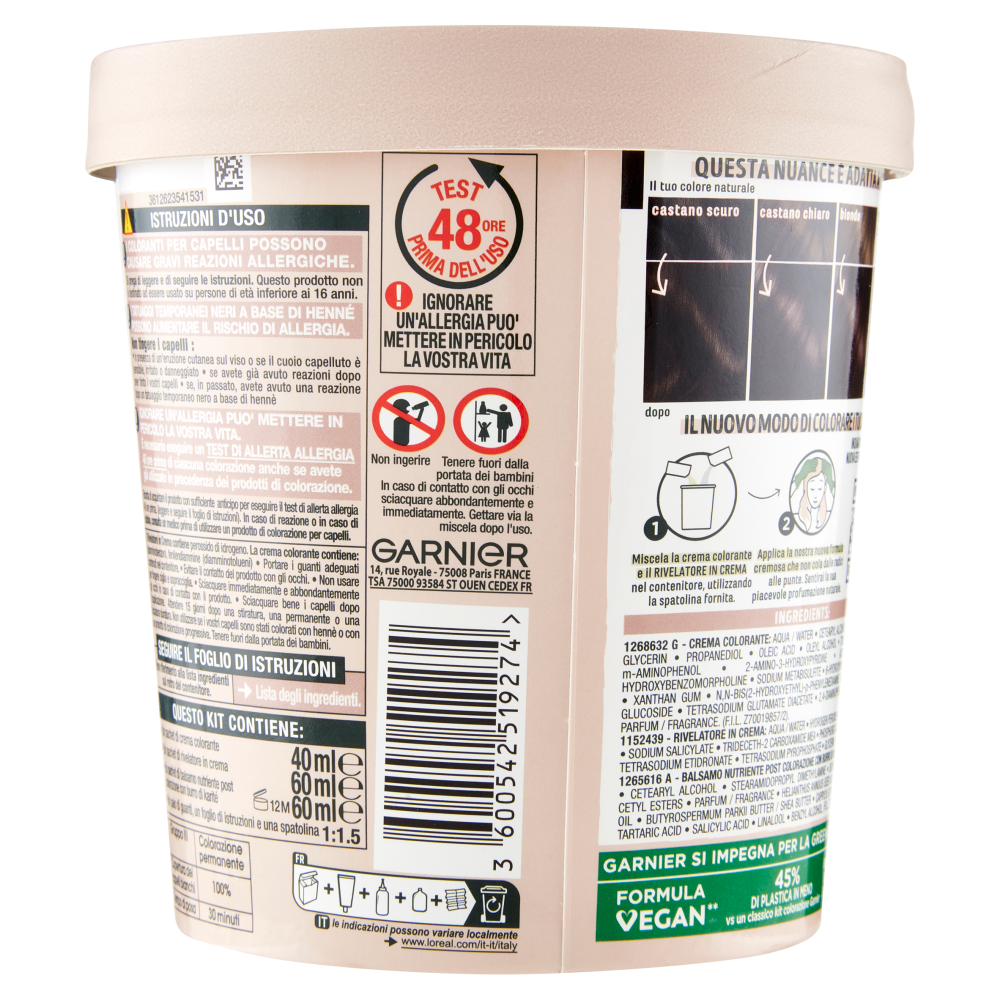 Garnier GOOD 4.0 Castano Cioccolato, colorazione permanente senza ammoniaca, 90% origine naturale