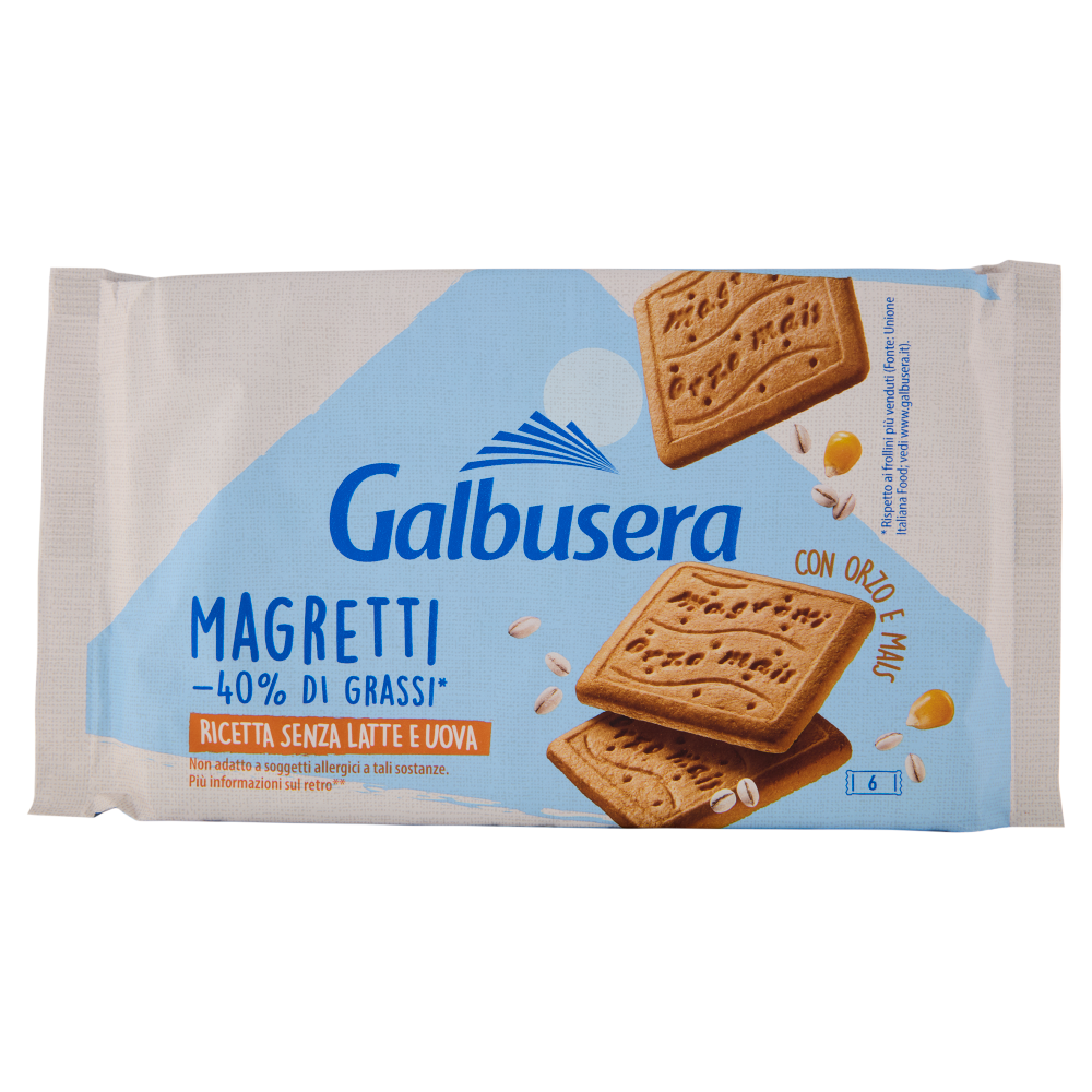 Galbusera Magretti -40% di Grassi* con Orzo e Mais 6 x 58,3 g