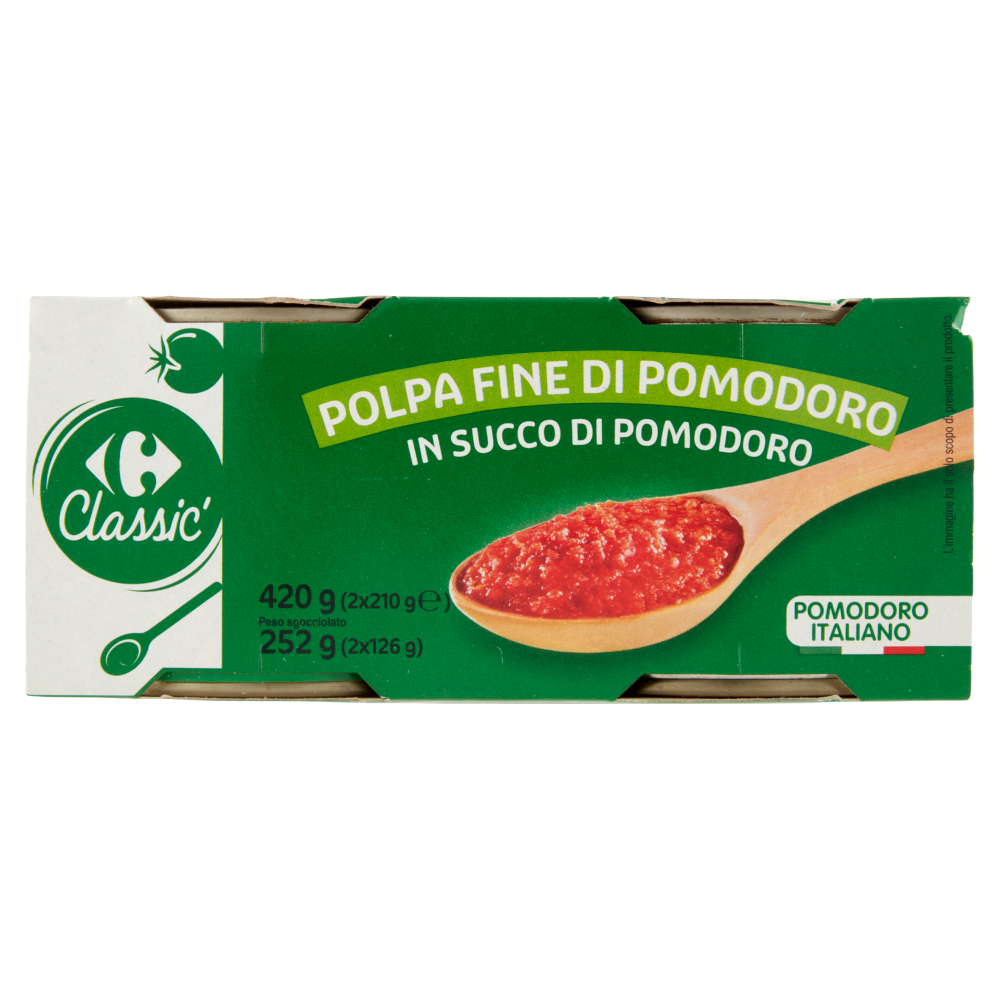 Carrefour Classic Polpa Fine di Pomodoro in Succo di Pomodoro 2 x 210 g