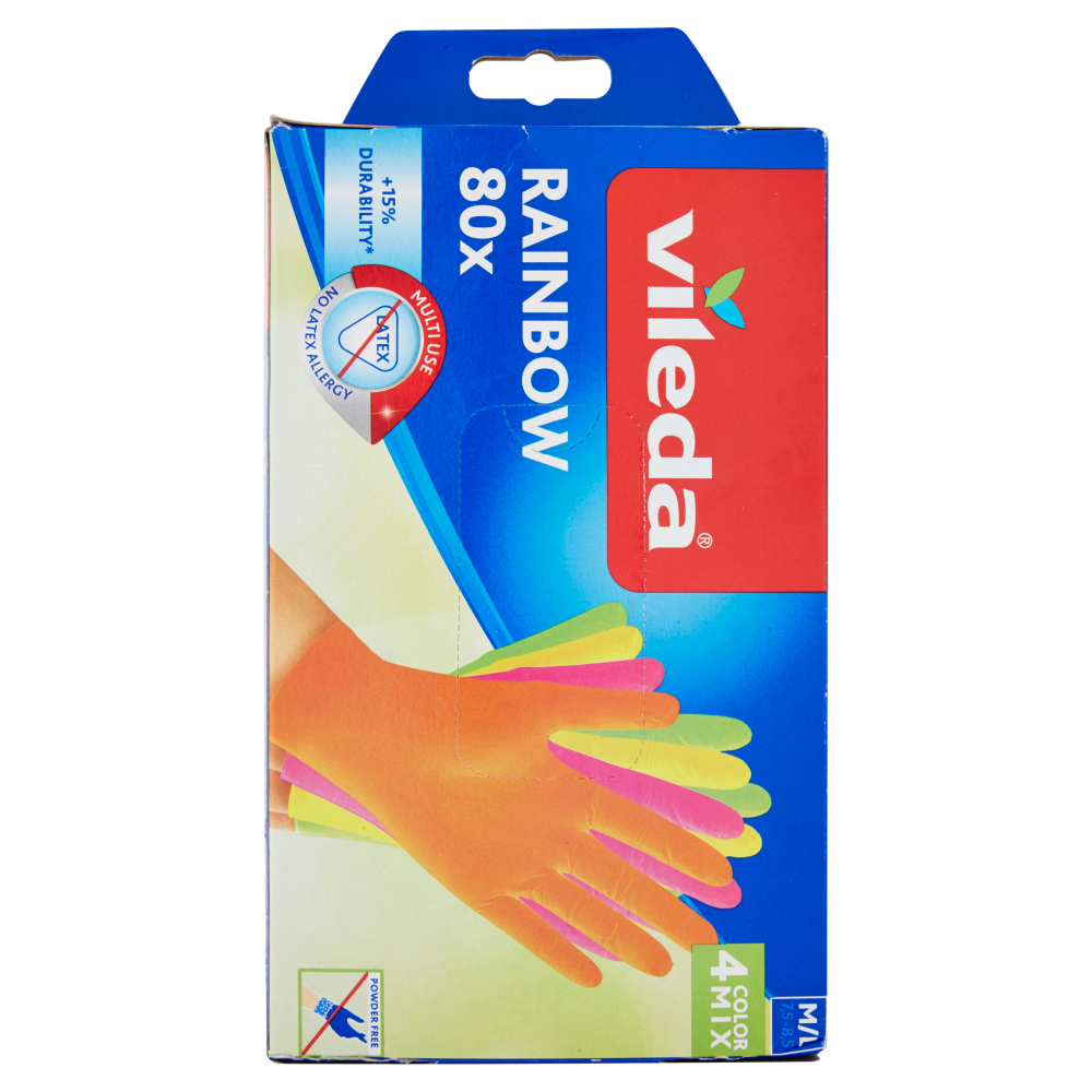 Vileda Rainbow M/L 7,5-8,5 4 Color Mix 80 pz