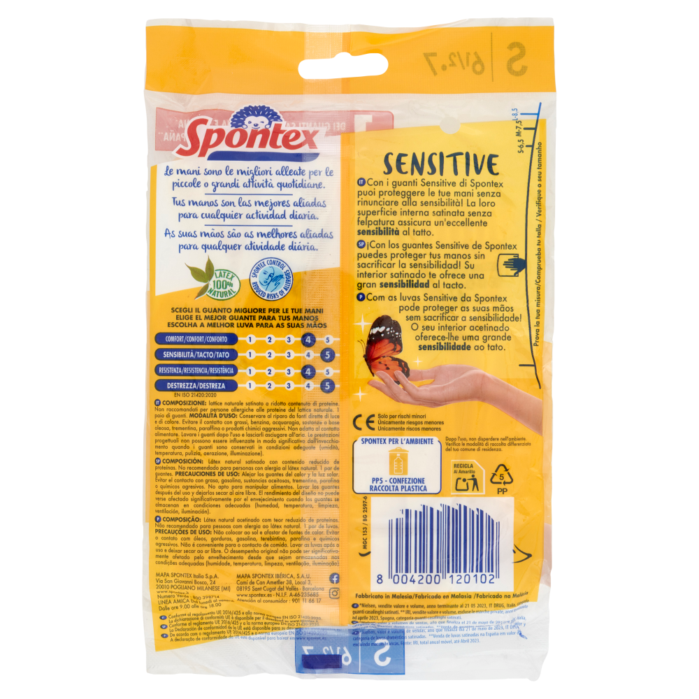 Spontex Guanti Casalinghi Sensitive Taglia S