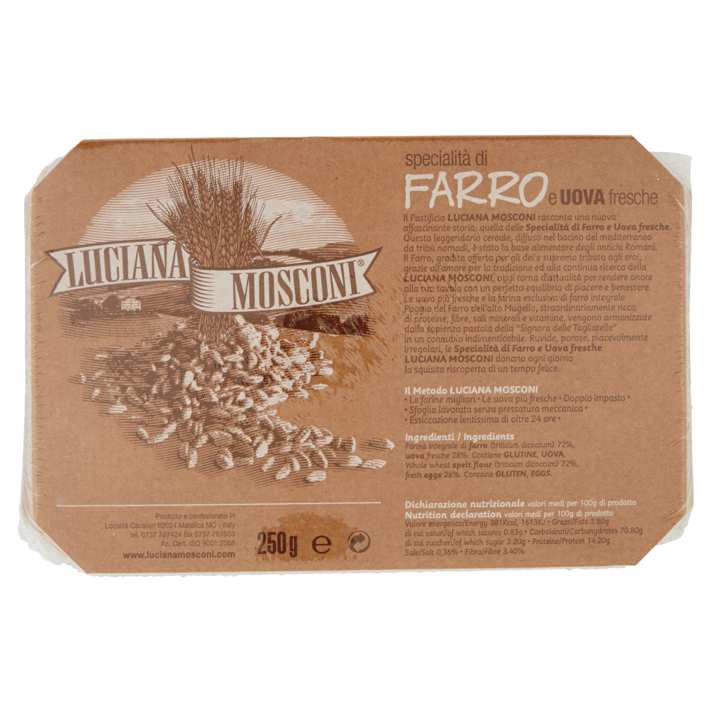 Luciana Mosconi tagliatelle specialità di Farro integrale e Uova fresche 250 g