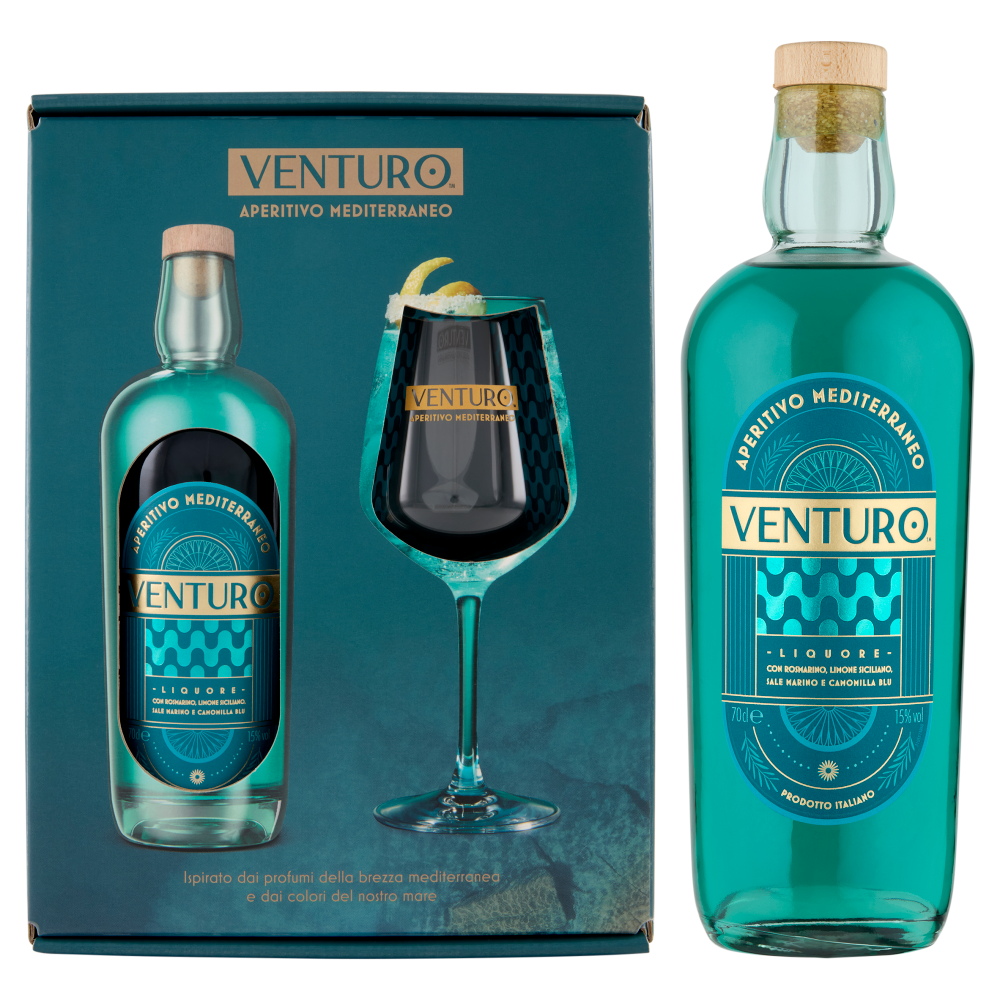 Venturo Aperitivo Mediterraneo 70 cl + Bicchiere 1 pz