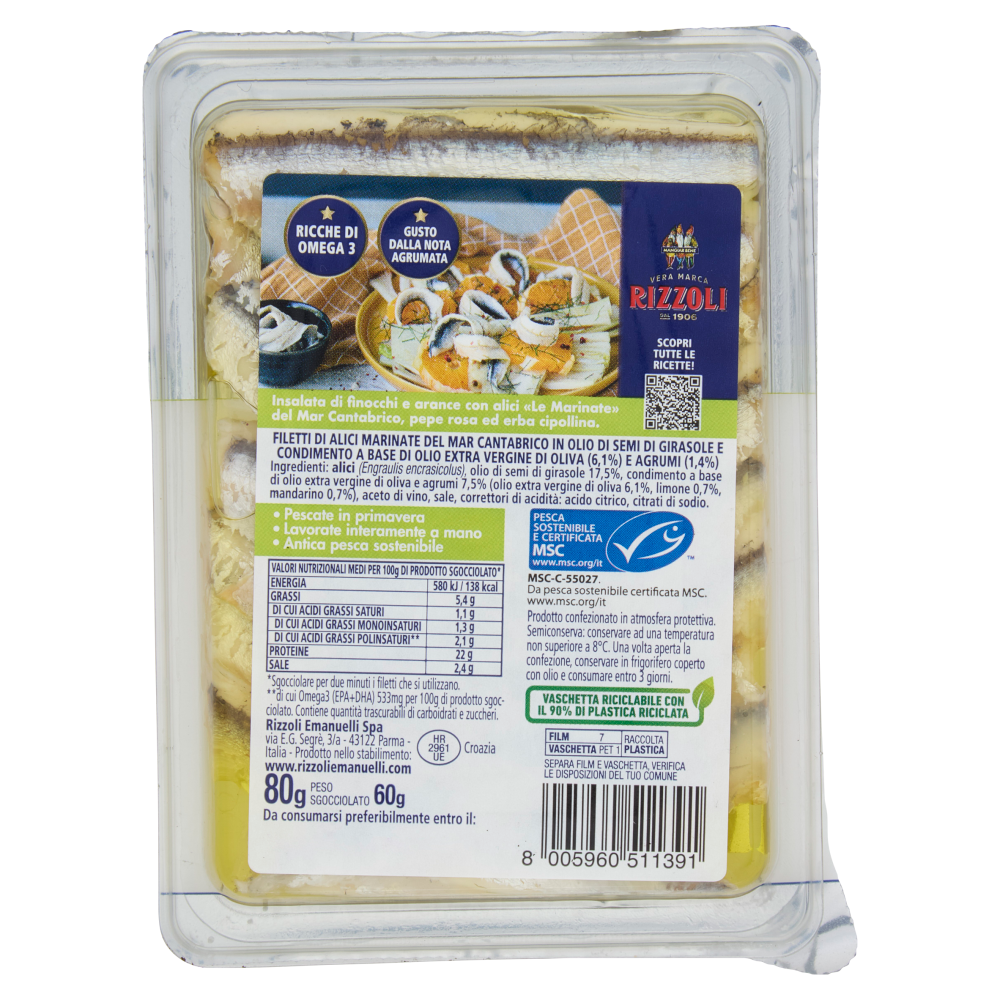 Rizzoli Le Marinate Del Mar Cantabrico Filetti Di Alici In Olio Agli Agrumi 80 G Carrefour